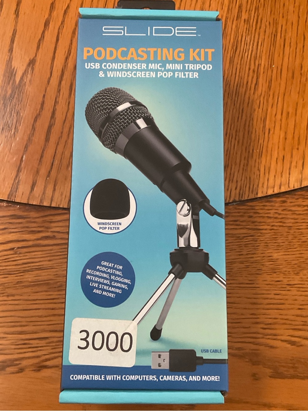 SLIDE Podcasting Kit: Condenser Mic, Mini Tripod & Windscreen Pop Filter New